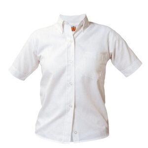 A+ Button Down Collar Short Sleeve Oxford School Uniform Blouse in White Size 16